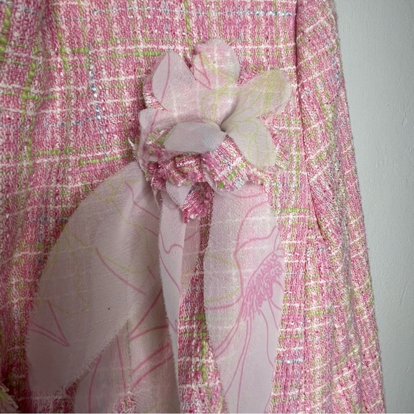 Grace Elements Women”s Pink Blazer 8P Textured Fringe Barbie Cottagecore Boho - Picture 6 of 15
